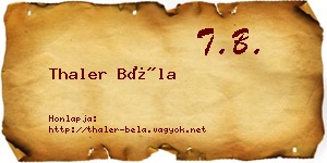 Thaler Béla névjegykártya